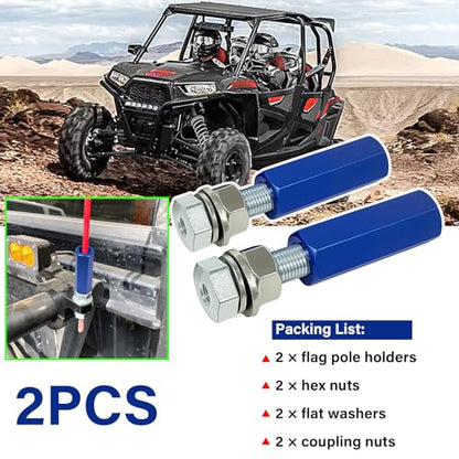 Universal Blue 1/4'' Quick Release Flag Pole Holder-2 Pack | Whip Dune Flag Mount, for Motocross, UTV, ATV, Motorcycle, Boat, Off Road, Aluminum and Steel Material - color: Blue
