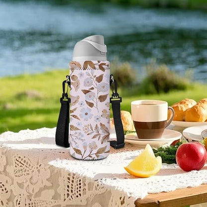 RICHEN Neoprene Water Bottle Carrier Bag with Adjustable Shoulder Strap,Insulated Water Bottle Cover for Stainless Steel/Glass/Plastic Bottles - color: BC-59, size: 750ml