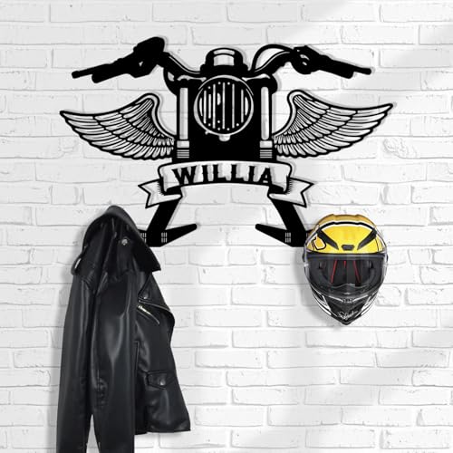 Personalized Metal Motorcycle Helmet Holder, Custom Helmet Holder Wall Mount with Helmet Rack, Motorcycle Gear Rack for Motorcycle Accessories, Helmet Holder Rack for Most of Helmet and Clothes - color: Style 02