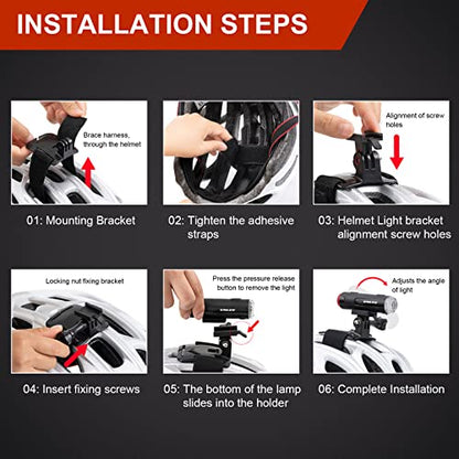 JINKEY Bike Helmet Light Front and Rear, 2-in-1 USB Rechargeable LED Bicycle Headlight & Taillight, IP66 Waterproof, 5 Warning Modes with Mounting Bracket for Night Safety Riding