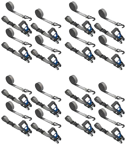 Secure Tite 1-1/2” x 20’ Tie Down Ratchet Straps, Ratchet Tie Down Straps, Double J-Hook, 1667 lbs Working Load Limit, 5000 lbs Break Strength,(Pack of 16) - size: 16 Pack
