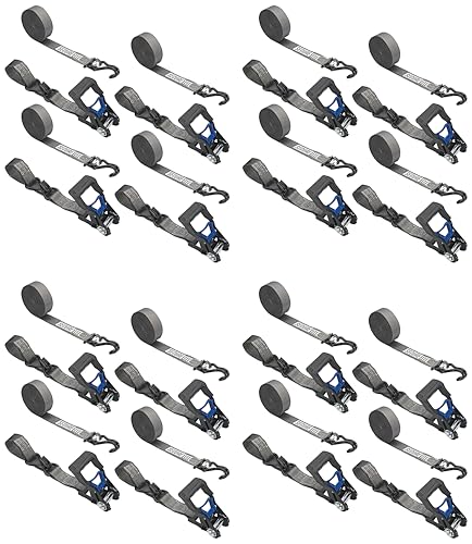 Secure Tite 1-1/2” x 20’ Tie Down Ratchet Straps, Ratchet Tie Down Straps, Double J-Hook, 1667 lbs Working Load Limit, 5000 lbs Break Strength,(Pack of 16) - size: 16 Pack