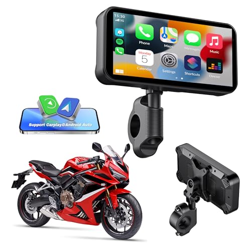 6.25" Motorcycle Carplay & Android Auto Touch Screen | GPS Navigation System with Bluetooth & Wifi, Navigation, Siri, Google Assistant with Wire Control