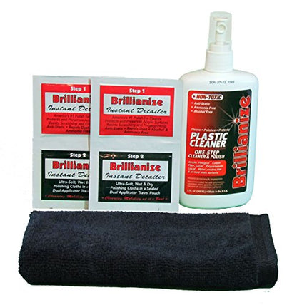Plastic and Glass Cleaning Kit with Terry Style Microfiber Polishing Cloth