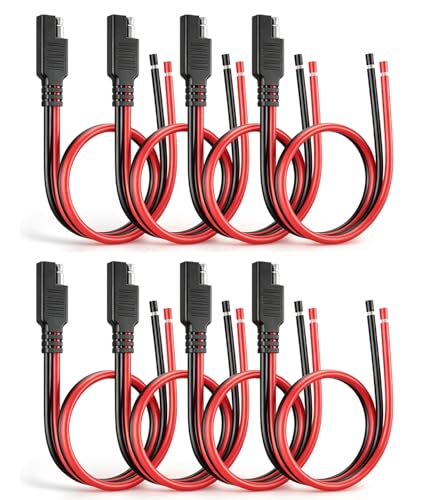 Oyviny 14AWG SAE Connector 8PCS 1 Feet, Heavy Duty 14 Gauge SAE Extension Cable 2-Pin Quick Disconnect Extension Adapter for Battery Tender Solar Panel Motorcycle Car RV - size: 8PCS