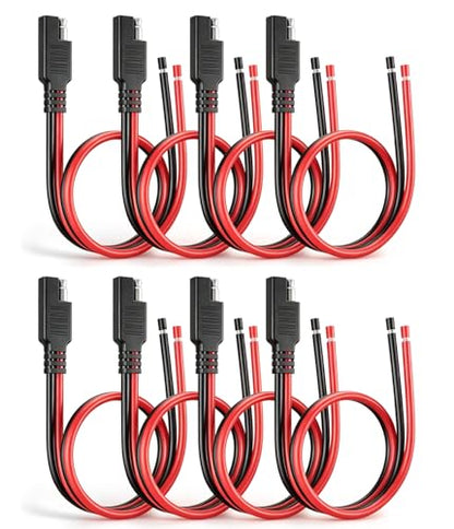 Oyviny 14AWG SAE Connector 8PCS 1 Feet, Heavy Duty 14 Gauge SAE Extension Cable 2-Pin Quick Disconnect Extension Adapter for Battery Tender Solar Panel Motorcycle Car RV - size: 8PCS