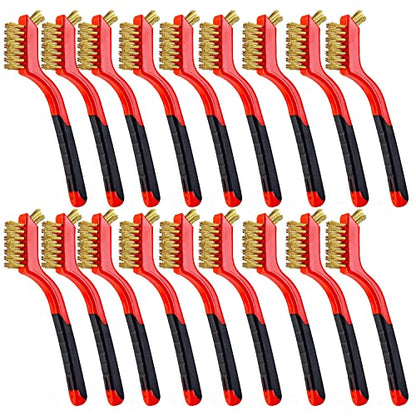 Wire Scratch Brush Set Soft Grip for Rust, Dirt & Paint Scrubbing with Deep Cleaning (18, 18PCS - Brass Wire) - style: 18PCS - Brass Wire