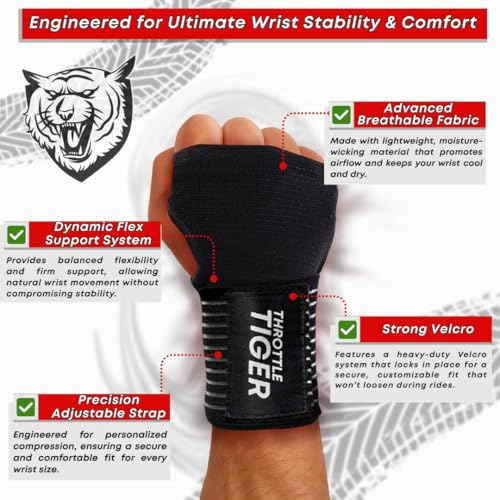 ® Motorcycle Wrist Brace Adjustable Wrist Wraps for Bikers, Wrist Support Reduces Hand Pain and Absorbs Vibration, Enhancing Comfort and Stability (Medium) - size: Medium