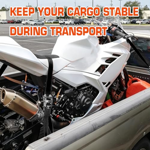 8-Pack Ratchet Tie Downs, 15Ft Heavy Duty Lashing Straps, 1800LBS Break Strength, Cargo Straps with Rubber Handle & S Hooks for Moving Appliances, Motorcycle, ATV, UTV, Truck Bed, Black - color: Black