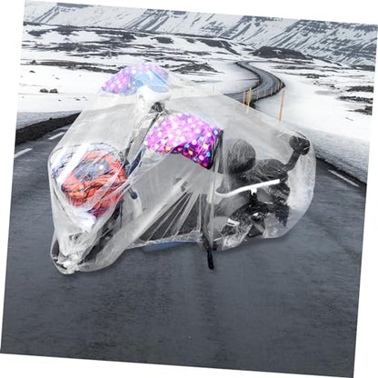 Disposable Waterproof Motorcycle Cover 4-Pack Clear Plastic Bike Protective Covers for Outdoor All-Weather Use 90.55X47.24X19.68In - size: L