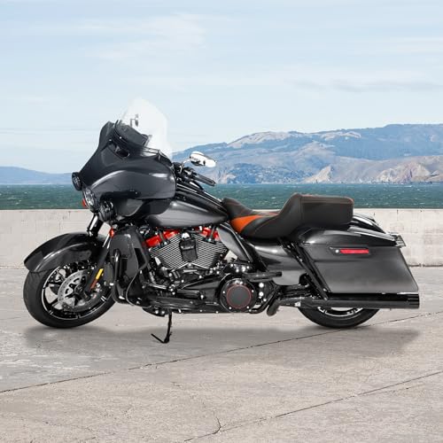 C.C. RIDER Driver& Passenger Seat Fit For Harley Touring 2009-2023 Road Glide Street Glide Road King Electra Glide and 2009-2022 CVO Models, Mammock Seat - color: 02# Orange 3
