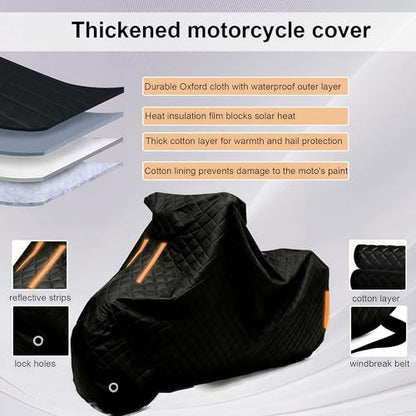 Hail Proof Waterproof Motorcycle Cover for Serpento RS2 125 Heavy Duty Motorbike Cover丨for Electric Bikes Mopeds & Mobility Scooters Rain Wind Protection Snow-HJ65 - size: for RS2 125
