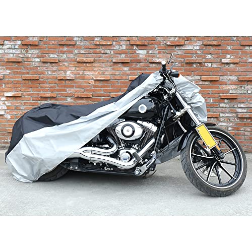 X AUTOHAUX XXL Motorcycle Cover Black Silver Tone Outdoor Waterproof Rain Dust Protector - size: XXL