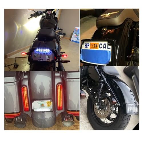 Curved LED License Plate Frame with Illumination Light Compatible with Harley, 12° Curved Design - color: Black