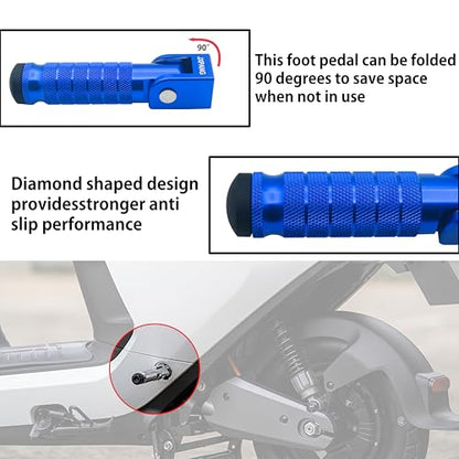 Universal Motorcycle Bicycle Folding Passenger Foot Pegs M8 Rearsets Rear Set Footrests Footpeg Foot Rest Peg Pedals For Bike Install Hole 8mm (Blue) - color: Blue