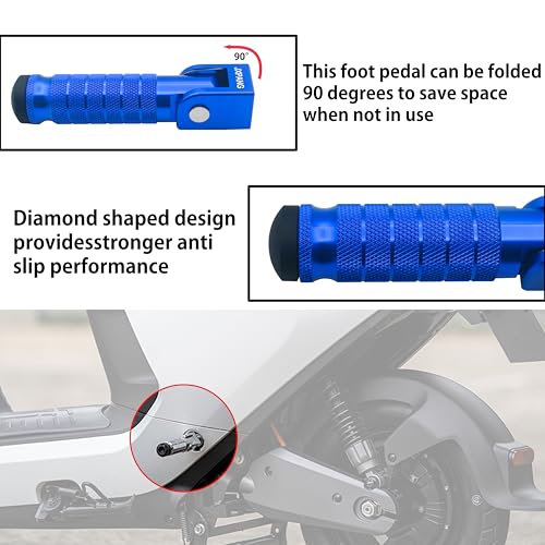 Universal Motorcycle Bicycle Folding Passenger Foot Pegs M8 Rearsets Rear Set Footrests Footpeg Foot Rest Peg Pedals For Bike Install Hole 8mm (Blue) - color: Blue