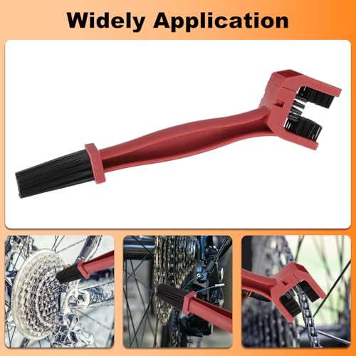 HARFINGTON Bicycle Chain Cleaning Tool Brush Motorcycle Chain Brush Crankset Brush Bike Clean Brush Kit for Gears Maintenance Cleaning Tools, Red