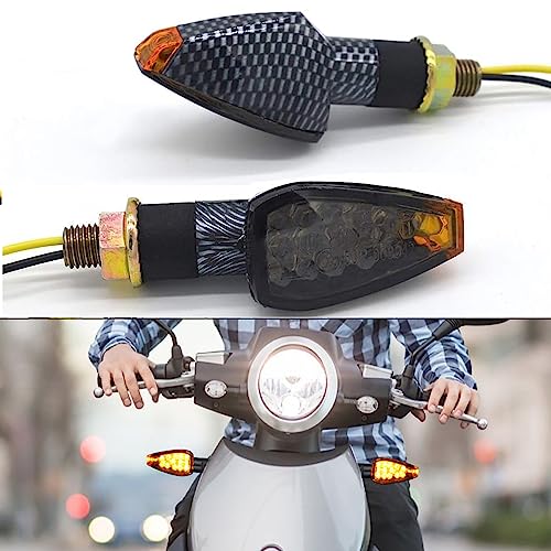 Mini Stalk Arrow Light Motorcycle Turn Signals Lights 10mm Universal Motorbike LED Indicator Blinker Amber Lamp(2 pcs) - color: Plaid-Smoke