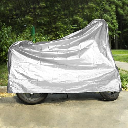 Waterproof Motorcycle and Electric Bike Cover, Reusable Pe Rain and Dust Protector, All-Season Outdoor Bicycle Cover with Sun Protection, Heavy Duty Vehicle Shelter