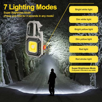 MAKDAK Cob Keychain Work Light - 2PC EDC Keychain Flashlight Rechargeable, Super Bright Flashlight for Car Repair, Emergency(Silver) - color: Silver*4PC
