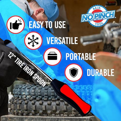 12 inch Tire Iron Spoon | Lever Tool Kit | Professional Tire Changing Tool for Enduro Motocross | Motorcycle | Dirt Bike | Dura-Grip | Easy-to-Use for Safe & Quick Tire Repair | Dirt bike Tire Spoons - size: 12 Inch Tire Spoon