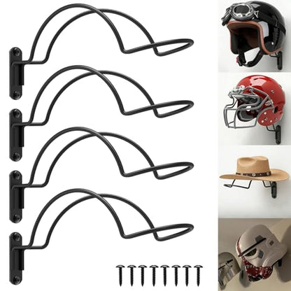 4 Pcs Wall Mounted Helmet Rack Storage Display Rack Hanger, Motorcycle Helmet Holder for Equestrian/Baseball/Iron Man/Scout Trooper/HockeyHelmet（No Helmet） - size: 4 PCS