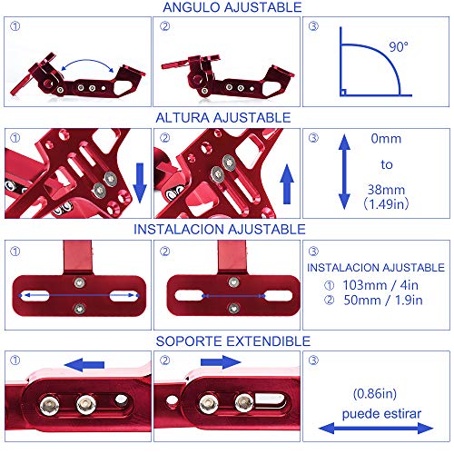 KEMIMOTO Motorcycle License Plate Bracket Fender Eliminator Kit Universal Motorcycle Tail Tidy License Plate Holder Mount Red - color: Red