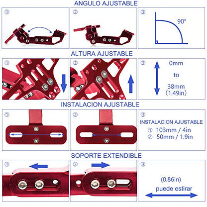 KEMIMOTO Motorcycle License Plate Bracket Fender Eliminator Kit Universal Motorcycle Tail Tidy License Plate Holder Mount Red - color: Red