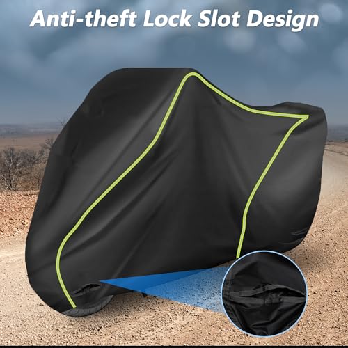 X AUTOHAUX 245cm/96" Motorcycle Cover Waterproof for Kawasaki Vulcan 900 Classic/Vulcan 1700 Nomad Heavy Fabric Outdoor Sun UV Rain Dust All Weather Protection Motorbike Cover Black - size: 245*105*125cm