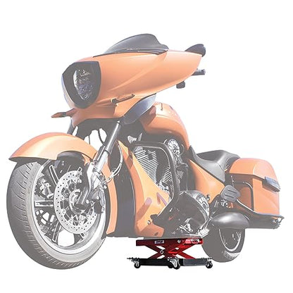 Extreme Max 5001.5059 Wide Motorcycle Scissor Jack with Dolly - 1100 lbs.