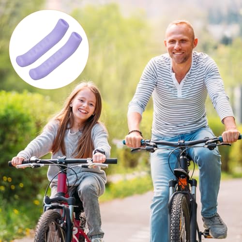 HARFINGTON 3 Pairs Bike Brake Lever Cover Silicone Brake Lever Grip Protector Anti-Slip Brake Handle Protection Covers Sleeve for Mountain Road Bike Cycling, Purple - color: Purple