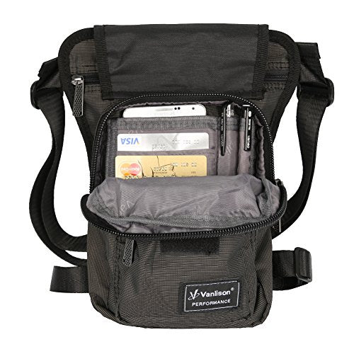 Waterproof Airsoft Tactical Drop Leg Pouch Bag Panel Motorcycle Bag - color: A-Black