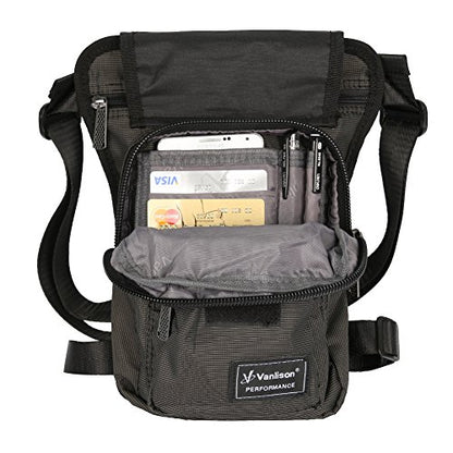 Waterproof Airsoft Tactical Drop Leg Pouch Bag Panel Motorcycle Bag - color: A-Black