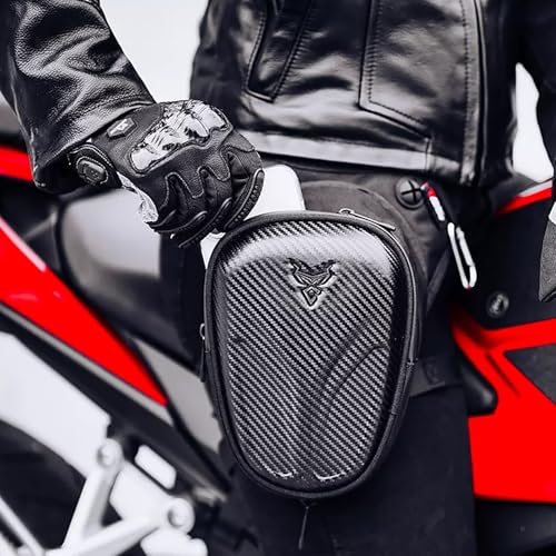 Hard Shell Motorcycle Drop Leg Bag, Expandable Thigh Pack for Men, Water-Resistant Hip Waist Pouch for Riding, Tactical Hiking & Daily Commute, 2-3.2L Capacity (Black) - color: Black
