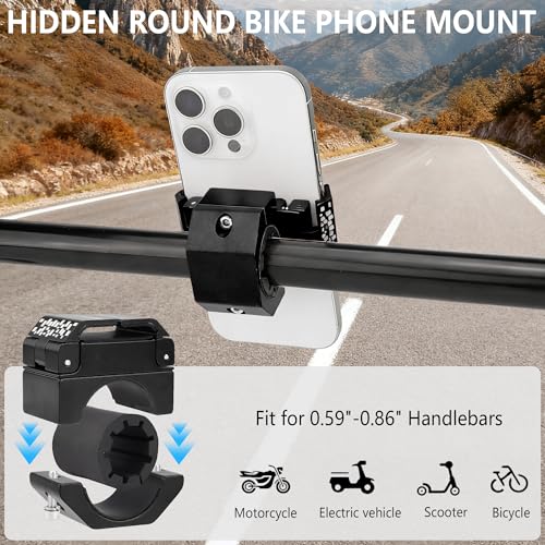 Bike Handlebar Mounts for 4.5-7.1 Phones (Black) | 360 Degrees Rotate Aluminum Alloy Frame Half-Enclosure Design - color: Black