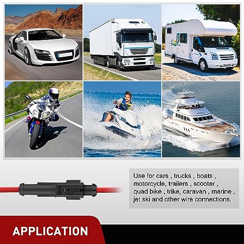 Nilight 120PCS 1 Pin Electrical Connector ‎Plug Male Female Terminal Wire Connectors Waterproof One Way Automotive Connect Set for Car Truck Motorcycle Marine Boat 20 Sets - size: 1Pin Connector 200Pcs