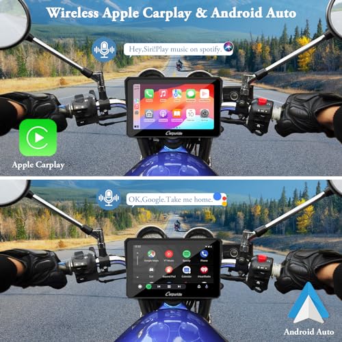 Carpuride W702 for Motorcycle, 7 inch Waterproof Touchscreen, Portable Apple Carplay/Android Auto GPS Navigation for Motorbike, Support Dual Bluetooth, Car GPS, TF-64G - style: Carpuirde w702