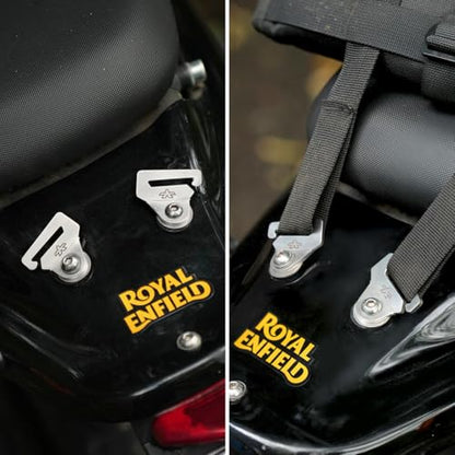 ViaTerra Quick Release Motorcycle Strap Hooks |Heavy Gauge Stainless Steel Mounting Brackets, Universal Fit, Set of 2 (M8) - size: M8