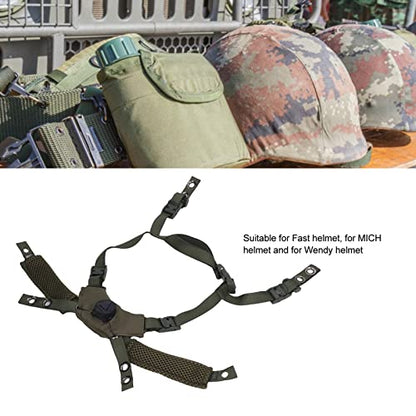 Helmet Chin Strap for Fast MICH Wendy Helmet, 4 Points Tactical Helmet Accessories Retention System Chin Strap, Helmet General Suspension Lanyard with 4 Sets of Fastening Screws - color: OD Green