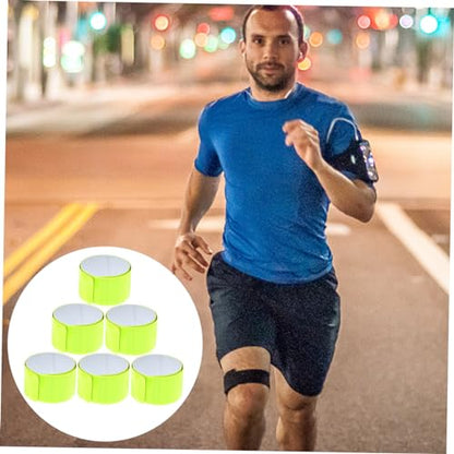 6pcs High Vis Reflective Armband Snap Band Wrist Straps for Biking Sports Riding Safety Band for Ages Random Color
