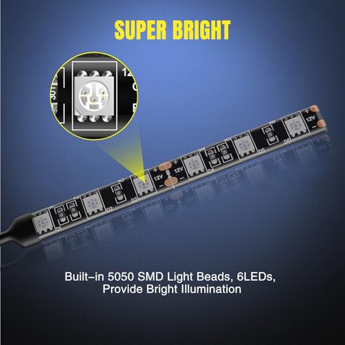 Nilight 2PCS 6-5050-SMD Waterproof Flexible Turn Signal Backup License Plate Universal Amber Lights Strip Universal for Motorcycle ATV UTV, 2 Years Warranty - color: 2PCS Amber