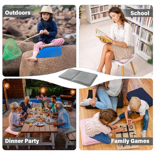 SPRING SEAON Large Gel Seat Cushion for Pressure Relief – Honeycomb Buffer Design with Extra Thick Filling, Anti-Slip Bottom, Perfect for Long Sitting, Travel, Airplane and Daily Comfort (Gray) - color: Gray