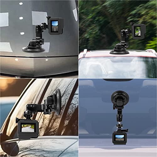 PULUZ Car Suction Cup Mount for GoPro/Insta 360/DJI Osmo Action Camera Vehicle Window & Windshield Mount Holder Camera Mount with 2.3-3.3 inch Phone Clamp & Tripod Adapter - size: 9cm/3.5inch Suction Cup