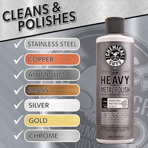 Chemical Guys Heavy Metal Polish Restorer and Protectant - Cleans, Restores & Protects, Aluminum, Stainless Steel, Chrome Polish & More, Safe for Cars, Trucks, Motorcycles, RVs, and Boats - 16 oz - style: Heavy Metal Polish