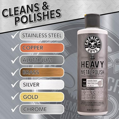 Chemical Guys Heavy Metal Polish Restorer and Protectant - Cleans, Restores & Protects, Aluminum, Stainless Steel, Chrome Polish & More, Safe for Cars, Trucks, Motorcycles, RVs, and Boats - 16 oz - style: Heavy Metal Polish