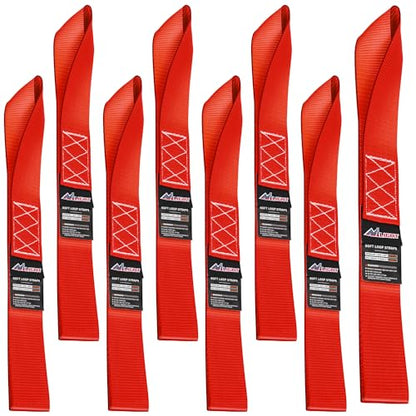 Nilight Soft Loop 1.7”×17" Motorcycle Tie Down Straps Heavy Duty 12000Lbs Max Break Strength for Securing ATV UTV Kayak Moving Cargo (8PK-Red) - color: Red