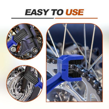 Automotive Universal 2-Pcs Bicycle and Motorcycle Chain Cleaning Brush,Bike Chain Cleaning Brush Tool for Gear Dirt Removal,Fits Mountain Bike & Heavy Duty Motorcycle,1 Red & 1 Blue