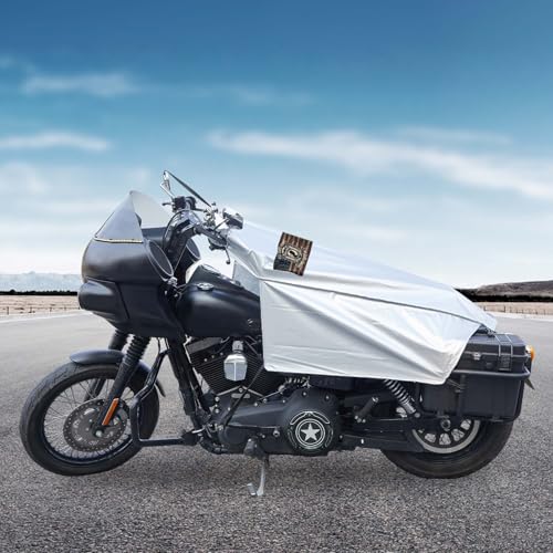 GARGOYLE BELLS Motorcycle Cover Seat Shade Cover Bike Covers Lightweight Half Covers Outdoor Sun Protection All Season Fits Various Motorcycle Models - Silver, L - color: Silver-All Gave Some, size: L