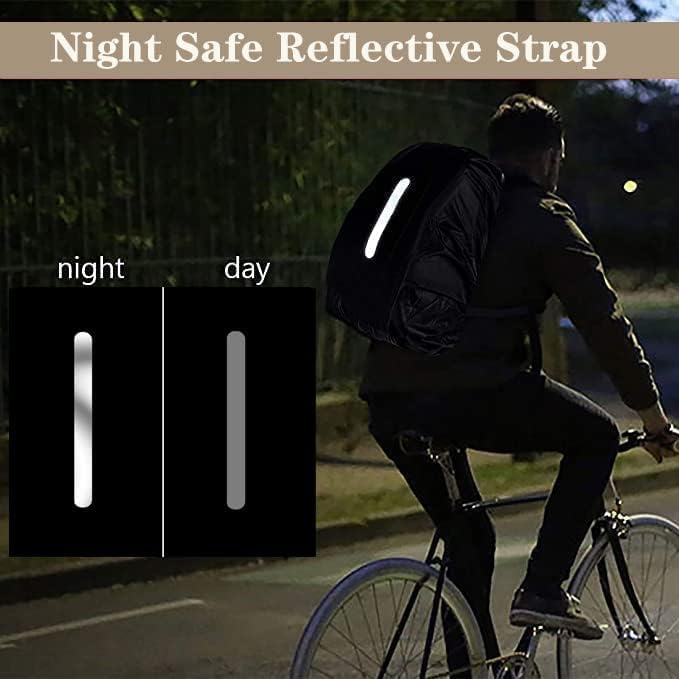 Backpack Rain Cover with Reflective Strip,1-Piece Medium (M) Fitted Water-Resistant Shell for Commuting and Outdoor Travel in Black