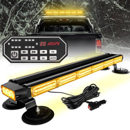 ASPL 26inch 126 LED Emergency Rooftop Strobe Lights Bar w/Controller Double Side Warning Hazard Snow Plow Flashing Light Traffic Advisor Safety Light for Work Trucks Vehicles Tow Pickup(Amber) - color: Amber